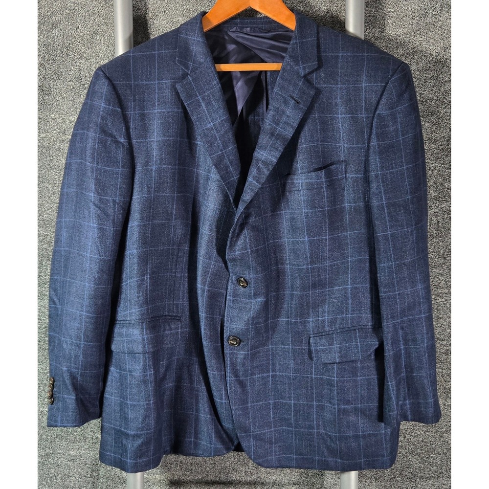 Trumaker and Co Mens Navy Blue Windowpane Check Blazer Tailored Sport Coat